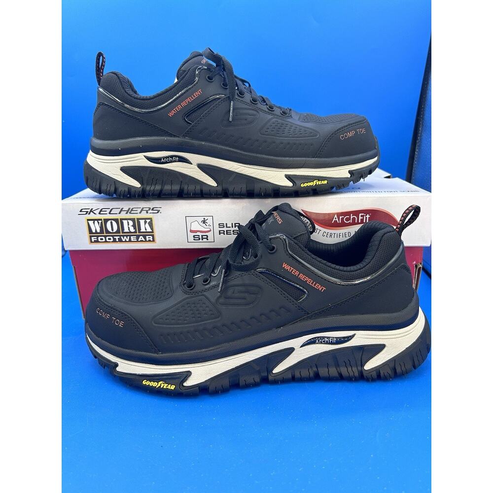 Skechers Arch Fit Road Walker-Raylan Black Composite Toe Workwear Size 9.5